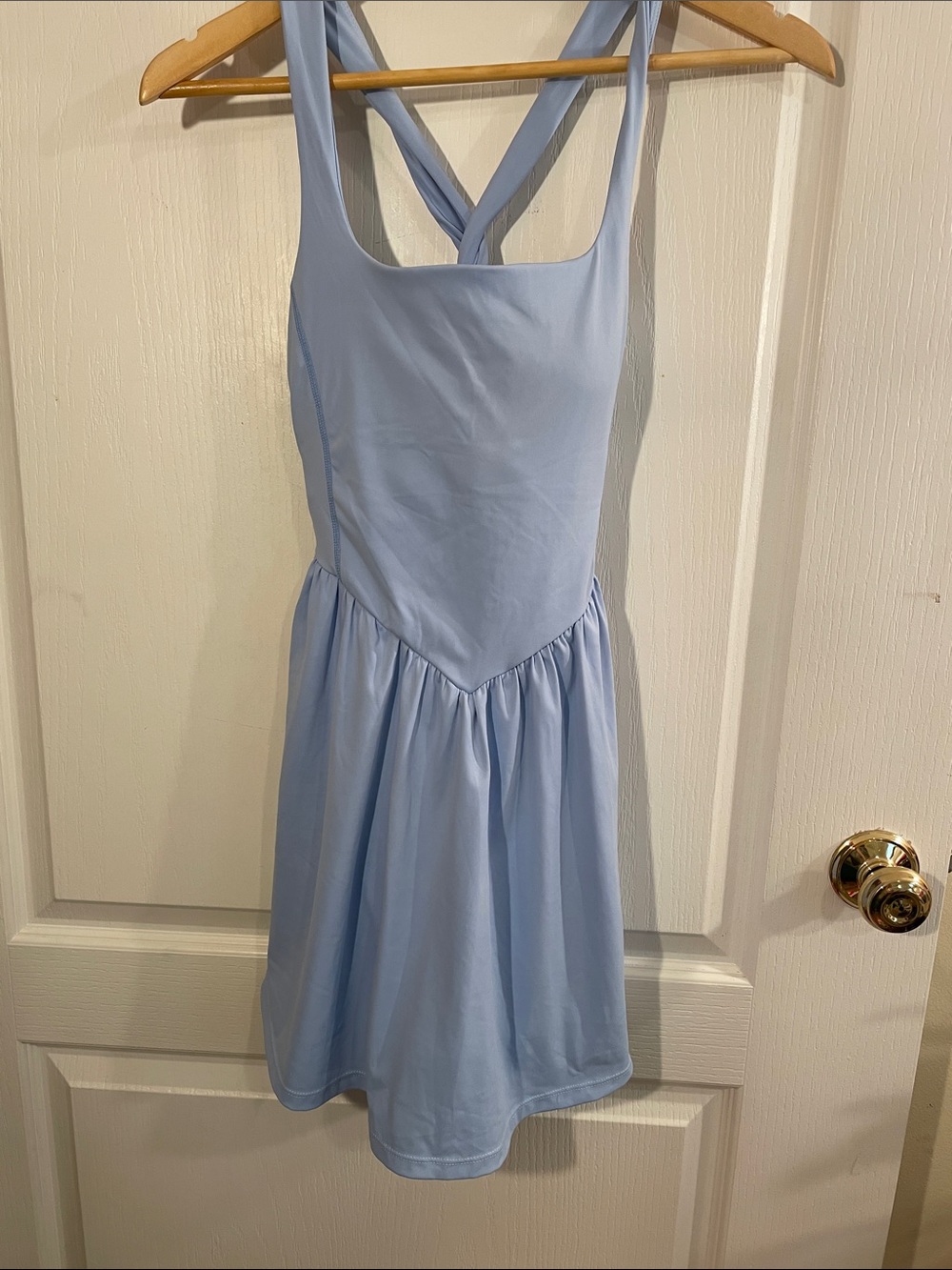 Source Unknown Pale Blue Cross-Back Fit-and-Flare Jumpsuit Romper